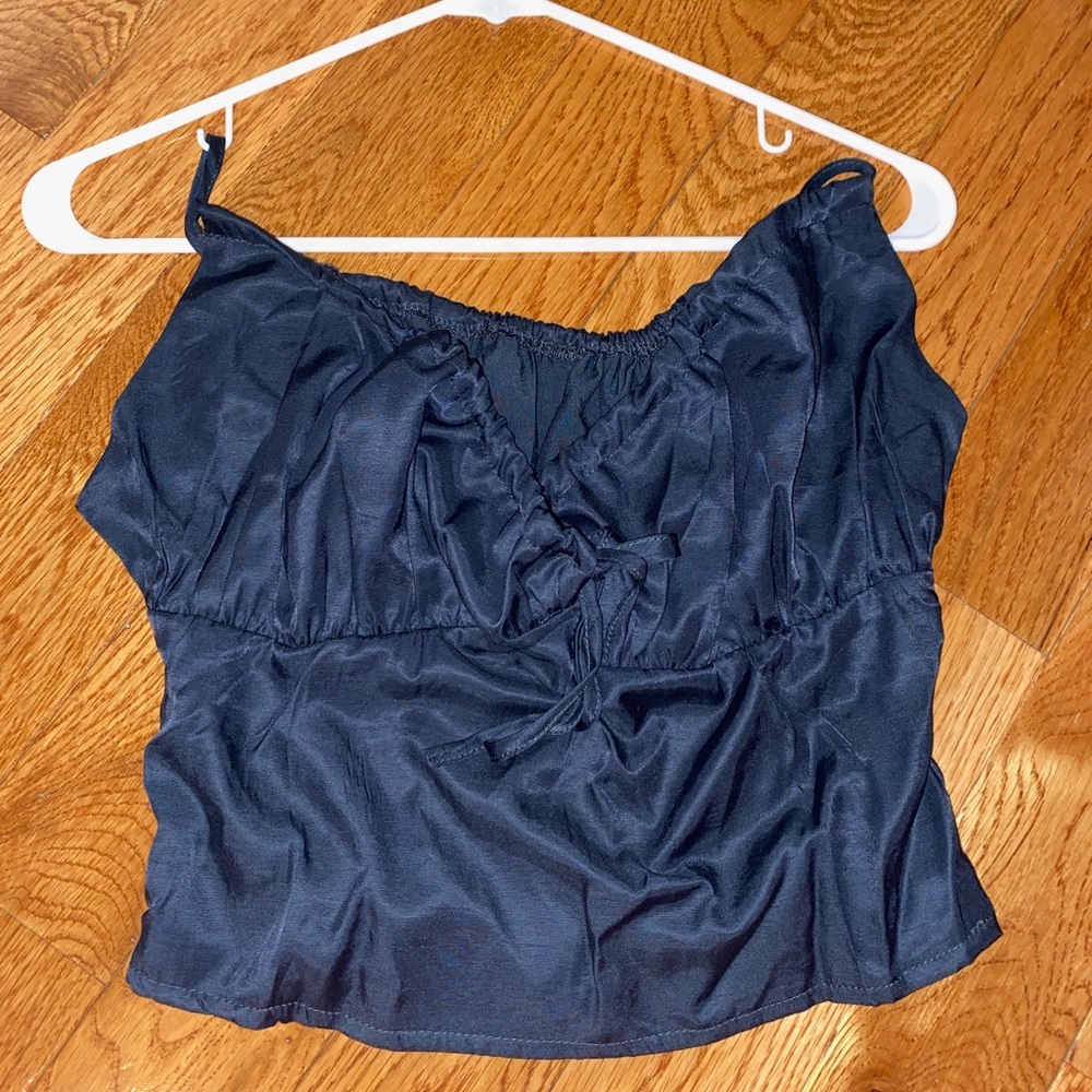 Black Ruched Tank Top